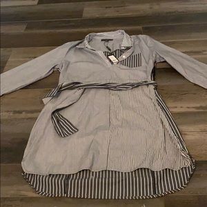 Striped Long-sleeved Shirt Dress